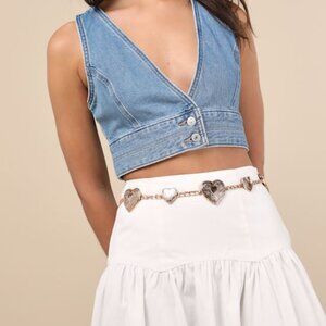 Lulus Always Iconic Gold Heart Charm Chain Belt - Size One Size